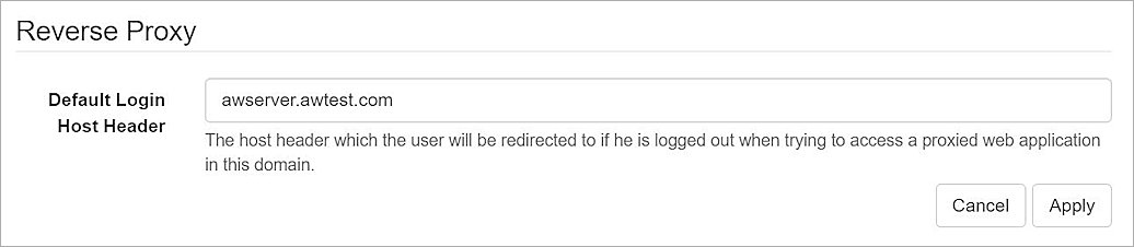 Screenshot of the Reverse Proxy page